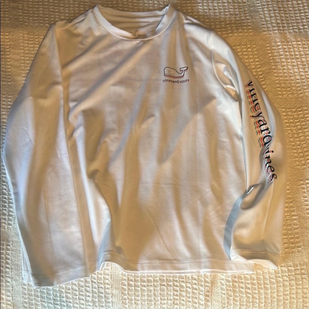 Vineyard Vines Kids White Long-Sleeve Whale Swim Shirt